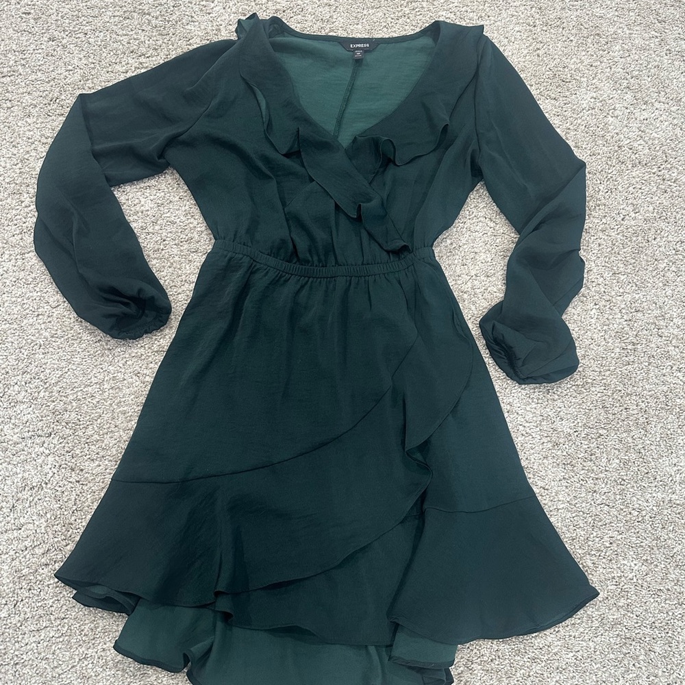 *2 for $10* Express Dark Green Long Sleeve Dress
